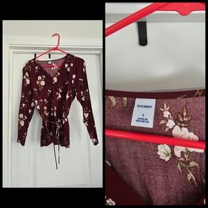 Old Navy Burgundy Floral Top